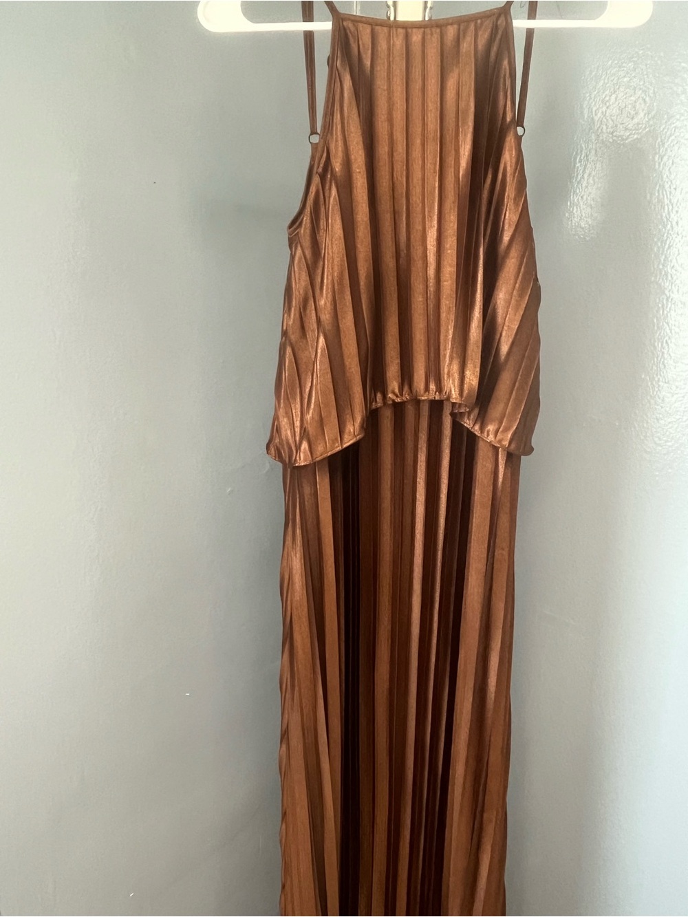 Brown Pleated Maxi Dress - Picture 2 of 7